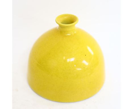 A Chinese yellow glaze porcelain inkwell bottle, 6 character mark on base, height 10cm 