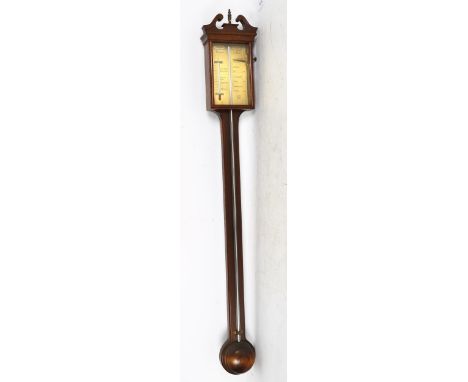 An Edwardian style mahogany stick barometer and thermometer, by Thomas Weight, height 94cm 