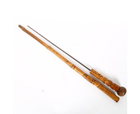 A Japanese bamboo sword stick, blade length 45cmSword section does not stay firmly inside sheath, sheath has multiple large s