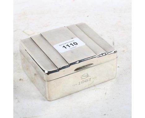 A George V engine turned silver cigarette box, Birmingham 1936 