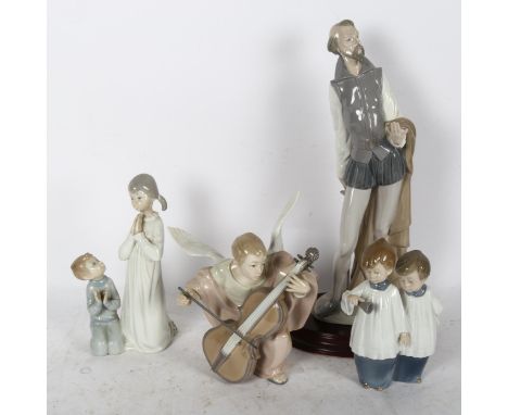 A NAO figure of Don Quixote, and a NAO group of 2 choristers, and 2 Lladro figures (4) 