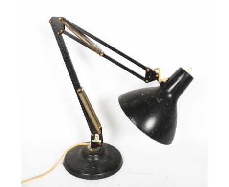 A Vintage black anglepoise desk lamp, shade diameter 21cm 
