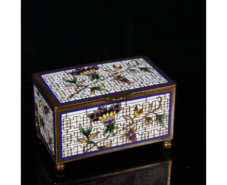 A small Chinese cloisonne enamel brass stamp box, W9cm, H5.5cm, D5.5cm 