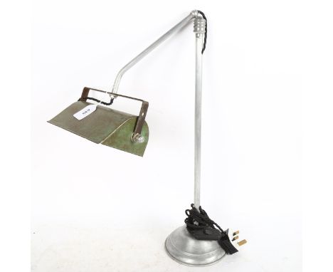 A Vintage aluminium student's anglepoise desk lamp and shade, height 18cm 