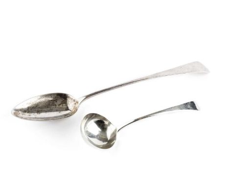 A George III silver old English pattern sauce ladle, by Hester Bateman, London 1781, and a George III silver old English patt