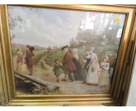 A 20th Century colour print, Going to Church, giltframed, 50cm x 60cm.