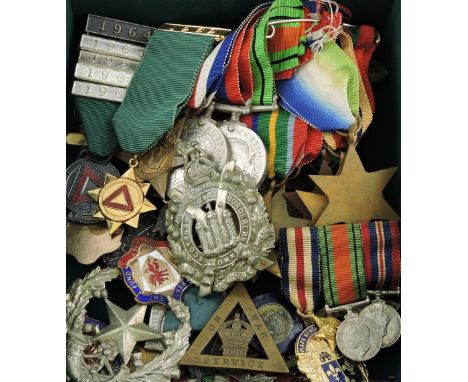 A collection of WWII medals, including Burma, Africa, Italy, Atlantic, Pacific and France-Germany stars, together with a coll