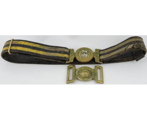 An Royal Army Medical Corp officer's dress belt,  together with a Victorian Marine's buckle. (2)