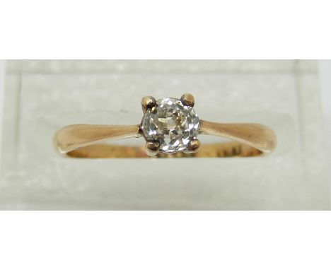 An 18ct gold ring set with an old cut diamond measuring approximately 0.25ct, 1.82g (size  K)