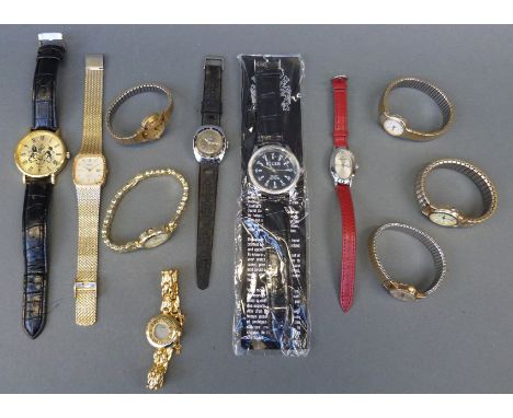 Eleven various ladies and gentleman's wristwatches including Mortima Etanche divers watch, Timex, Accurist etc, one in origin