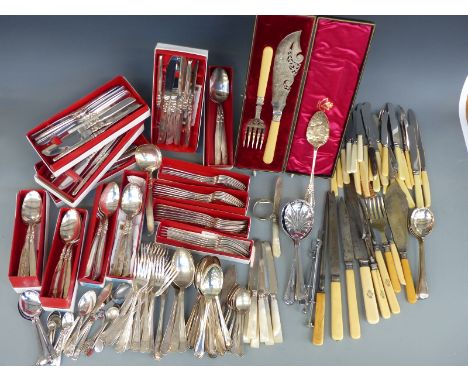 A large collection of plated cutlery including an extensive six place setting of Community plate in original boxes, another s