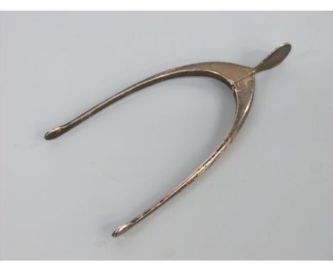 A pair of George V mostly hallmarked silver wishbone sugar tongs, Birmingham 1928 maker William Hair Haseler, length 8cm, wei