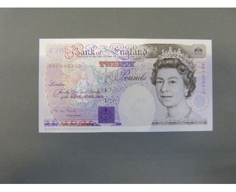 Bank of England £20 note AOI 006310 1991 first run