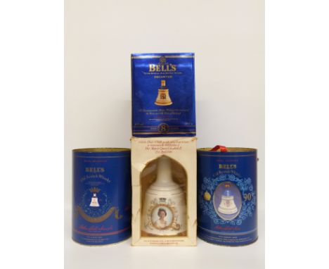 Four boxed Bell's whisky bells including Princess Eugenie 1990, QEII and Duke of Edinburgh, Golden Wedding and a Royal Celebr