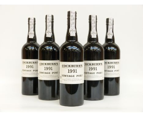 A case of six Cockburns 1991 vintage port, 75cl, 20% vol