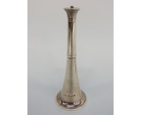 A George V novelty hallmarked silver table lighter in the form of a hunting horn, London 1935, maker Padgett & Braham, length