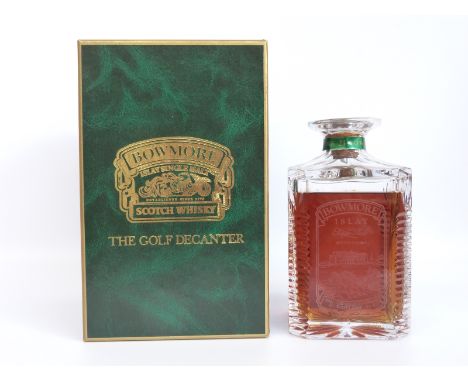 Bowmore 21 year old single malt Scotch whisky in Glencairn Crystal engraved with 'Famous Golf Courses of Scotland - No.2 St A