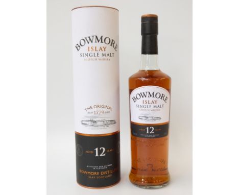 Bowmore 12 year old Islay single malt Scotch whisky, 70cl, 40% vol, in original tube. 