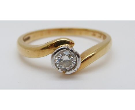 An 18ct gold ring set with a diamond solitaire of approximately 0.25ct, 4.19g (size O)