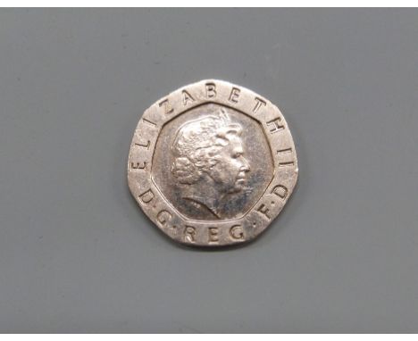 A undated 20p Queen Elizabeth II mule coin