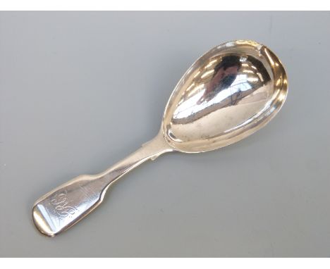 A William IV hallmarked silver tea caddy spoon, London 1836 maker William Eaton, length 10cm