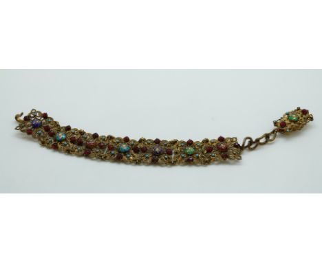 A 19thC bracelet set with enamel and paste 