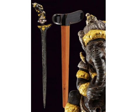 dating: 20th Century provenance: Bali, Straight, smooth double-edged blade of lenticular section, chiselled base, gilded with