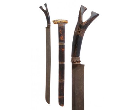 dating: Late 19th Century provenance: Sumatra, Straight, single-edged blade, with rear groove. Horn grip of typical shape wit