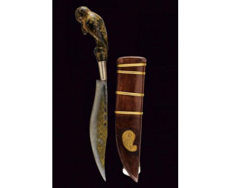 dating: first quarter of the 20th Century provenance: Giava, Wide, single-edged blade, in pamor, back decorated with brass in