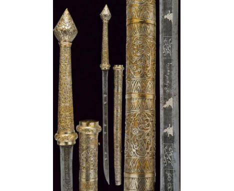 dating: early 20th Century provenance: Burma, Strong, single-edged blade, decorated in silver with figures, symbols and flora