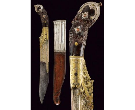 dating: Second half of the 19th Century provenance: Ceylon, Strong blade, deep rear groove, completely plated with silver, en