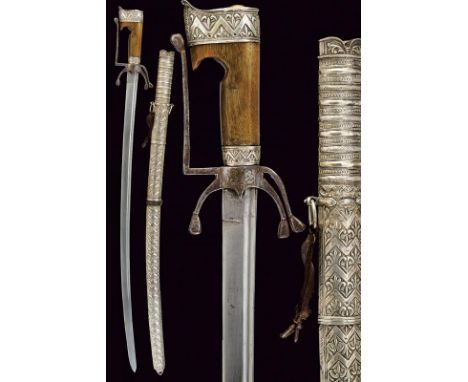 dating: Late 19th Century provenance: Morocco, Slightly curved, single-edged blade, with deep rear groove, tip with a damage 