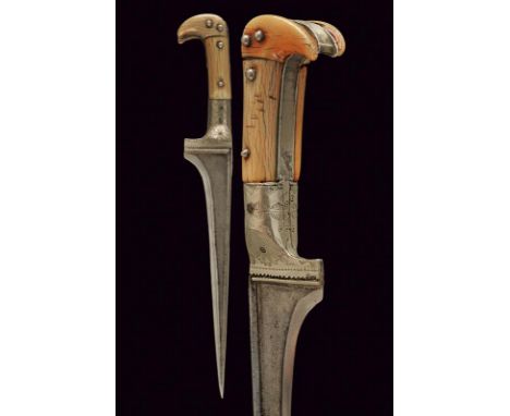 dating: 19th Century provenance: Afghanistan, Straight, single-edged blade, reinforced, with engraved 'T'-back with raisers. 