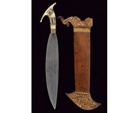 dating: Mid 19th Century provenance: The Philippines, Typical wide and strong, flat, single-edged blade. Big, ivory grip, emb