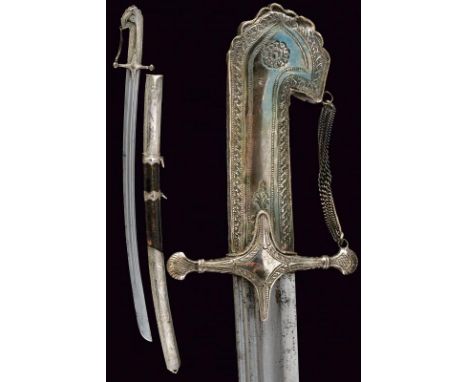 dating: 19th Century provenance: Arabian Peninsula, Wide, slightly curved, single-and false-edged blade, with triple groove. 