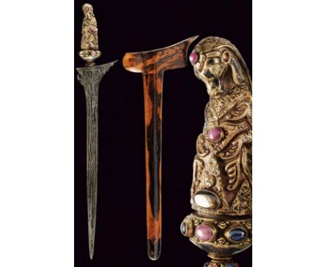dating: circa 1900 provenance: Bali, Straight, smooth double-edged blade, in fine pamor, with chiselled base and short groove