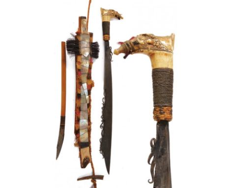 dating: early 20th Century provenance: Kalimantan, Straight, single-edged blade, flat on one facet, with straight back but an