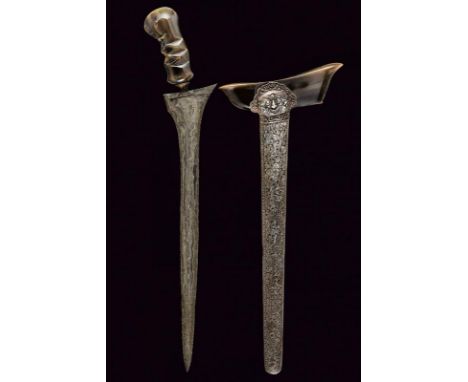 dating: First half of the 20th Century provenance: Bali, Straight, smooth double-edged blade, in fine pamor, with slightly gr