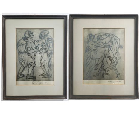Emmanuel Romano Glitzenstein - two pencil engravings, emanuel Glicen Romano (Glicenstein) (1897-1984) American-Israeli. (manu
