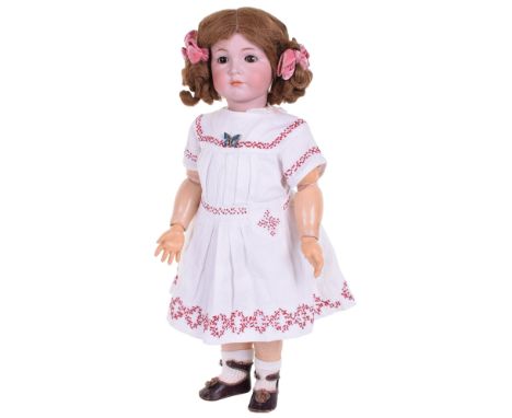 Kammer & Reinhardt 117 ‘Mein Liebling’ bisque head character doll, German circa 1910, with weighted brown glass eyes, finely 