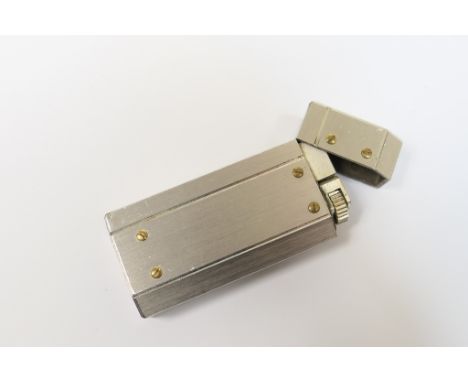 Cartier 'Must' brushed aluminium gas lighter