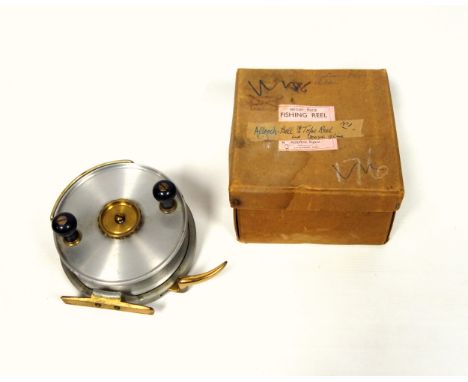 Allcock's Big Game Reel - Allcock-Bell 6" alloy reel with oversized brass brake lever, large knurled brake drum screw, twin b