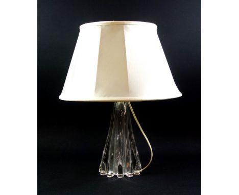 Mid 20th Century Italian fluted tapering heavy glass circular table lamp, H.25cm overall