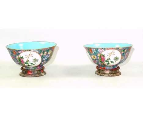 Pair of Early 20th Century Chinese, Republican Period, c.1920s, bowls, each with a flared rim and circular foot, decorated in