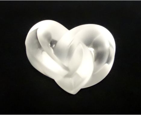 Lalique France, glass knotted heart paperweight, w6.5cm.