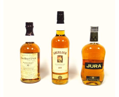 Bottle of Balvenie Founder's Reserve 10 Year Single Malt Scotch Whisky, 70cl,  40% A.B.V.; Aberlour 10 Year Speyside Single M