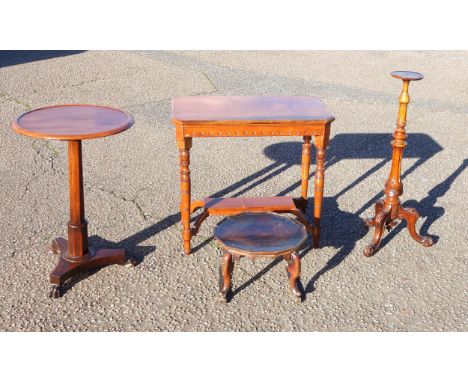 Edwardian walnut rectangular table with canted corners and pierced roundel frieze, with an undertier, on turned tapering legs