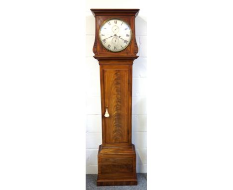 William IV longcase clock with a silvered circular dial inscribed "C & C Pitt, London", seconds and date dials enclosing an 8