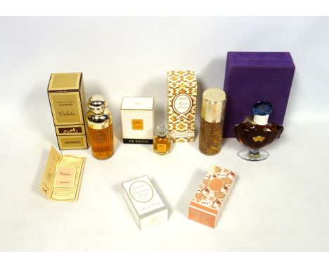 Bottle of Hermès Calèche perfume, 4 fl. ozs.; Guerlain Shalimar, (no measurements stated), Christian Dior Miss Dior, 7.5ml, (