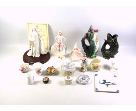 Coalport Compton &amp; Woodhouse bone china figure of Queen Elizabeth The Queen Mother from the "Royal Brides" collection, mo